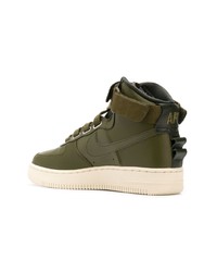 Baskets montantes en cuir olive Nike