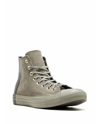 Baskets montantes en cuir olive Converse