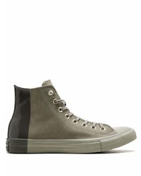 Baskets montantes en cuir olive Converse