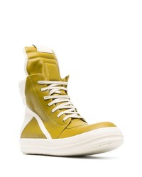 Baskets montantes en cuir olive Rick Owens