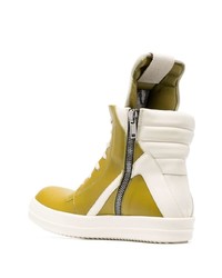 Baskets montantes en cuir olive Rick Owens