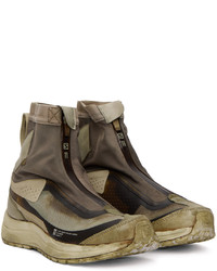 Baskets montantes en cuir olive 11 By Boris Bidjan Saberi