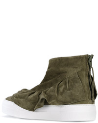 Baskets montantes en cuir olive Joshua Sanders