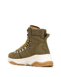 Baskets montantes en cuir olive DSQUARED2