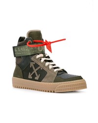 Baskets montantes en cuir olive Off-White