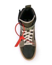 Baskets montantes en cuir olive Off-White