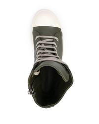 Baskets montantes en cuir olive Rick Owens