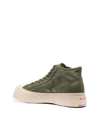 Baskets montantes en cuir olive Marni