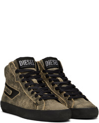 Baskets montantes en cuir olive Diesel