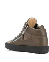 Baskets montantes en cuir olive Giuseppe Zanotti Design