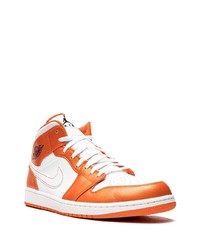 Baskets montantes en cuir orange Jordan