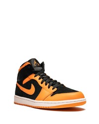 Baskets montantes en cuir orange Jordan