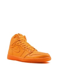 Baskets montantes en cuir orange Jordan
