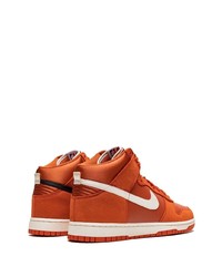 Baskets montantes en cuir orange Nike