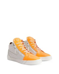 Baskets montantes en cuir orange Giuseppe Zanotti