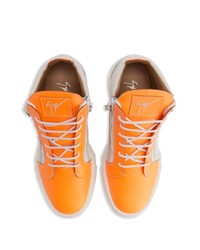 Baskets montantes en cuir orange Giuseppe Zanotti