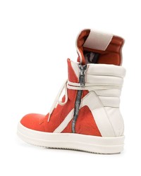 Baskets montantes en cuir orange Rick Owens