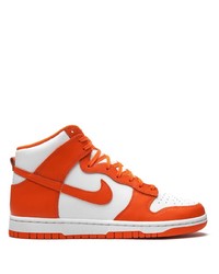 Baskets montantes en cuir orange Nike