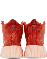 Baskets montantes en cuir orange Boris Bidjan Saberi