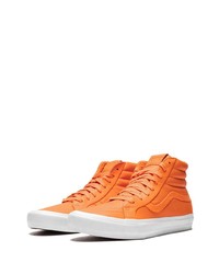 Baskets montantes en cuir orange Vans