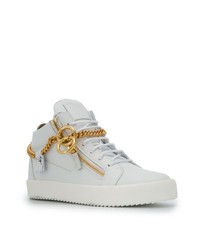 Baskets montantes en cuir ornées blanches Giuseppe Zanotti