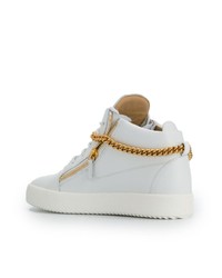 Baskets montantes en cuir ornées blanches Giuseppe Zanotti