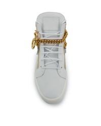 Baskets montantes en cuir ornées blanches Giuseppe Zanotti