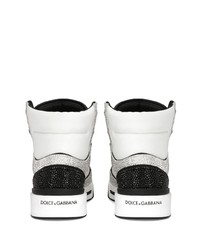 Baskets montantes en cuir ornées blanches Dolce & Gabbana