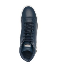 Baskets montantes en cuir ornées bleu marine Philipp Plein