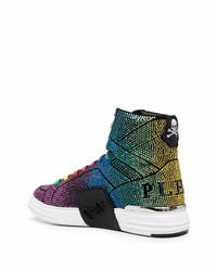 Baskets montantes en cuir ornées multicolores Philipp Plein