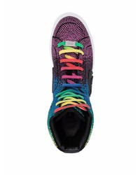 Baskets montantes en cuir ornées multicolores Philipp Plein