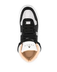 Baskets montantes en cuir ornées noires et blanches Philipp Plein