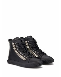 Baskets montantes en cuir ornées noires Giuseppe Zanotti