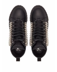 Baskets montantes en cuir ornées noires Giuseppe Zanotti