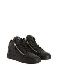 Baskets montantes en cuir ornées noires Giuseppe Zanotti