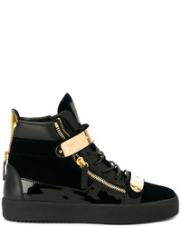 Baskets montantes en cuir ornées noires Giuseppe Zanotti Design