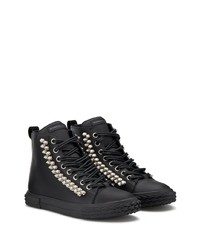 Baskets montantes en cuir ornées noires Giuseppe Zanotti