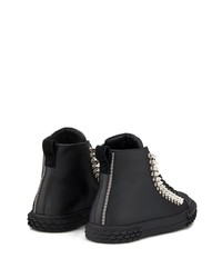 Baskets montantes en cuir ornées noires Giuseppe Zanotti