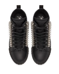 Baskets montantes en cuir ornées noires Giuseppe Zanotti