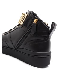 Baskets montantes en cuir ornées noires Moschino