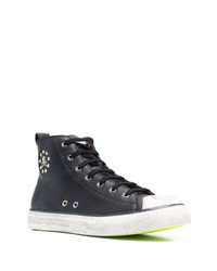 Baskets montantes en cuir ornées noires Philipp Plein