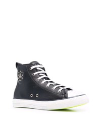 Baskets montantes en cuir ornées noires Philipp Plein