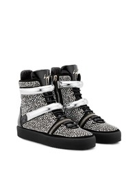 Baskets montantes en cuir ornées noires Giuseppe Zanotti