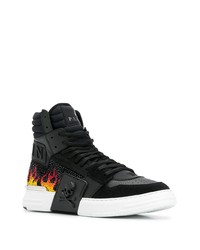 Baskets montantes en cuir ornées noires Philipp Plein