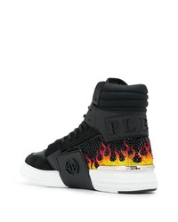 Baskets montantes en cuir ornées noires Philipp Plein