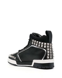 Baskets montantes en cuir ornées noires Moschino