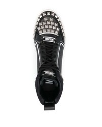 Baskets montantes en cuir ornées noires Moschino