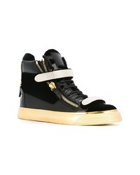 Baskets montantes en cuir ornées noires Giuseppe Zanotti Design