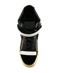 Baskets montantes en cuir ornées noires Giuseppe Zanotti Design