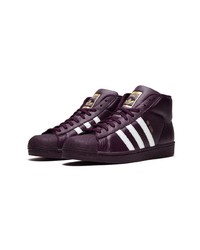 Baskets montantes en cuir pourpre foncé adidas